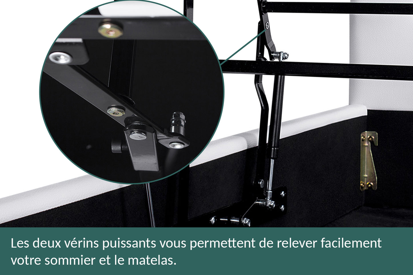 Lit coffre Lounge Gris clair : Tissu et sommier ouverture horizontale