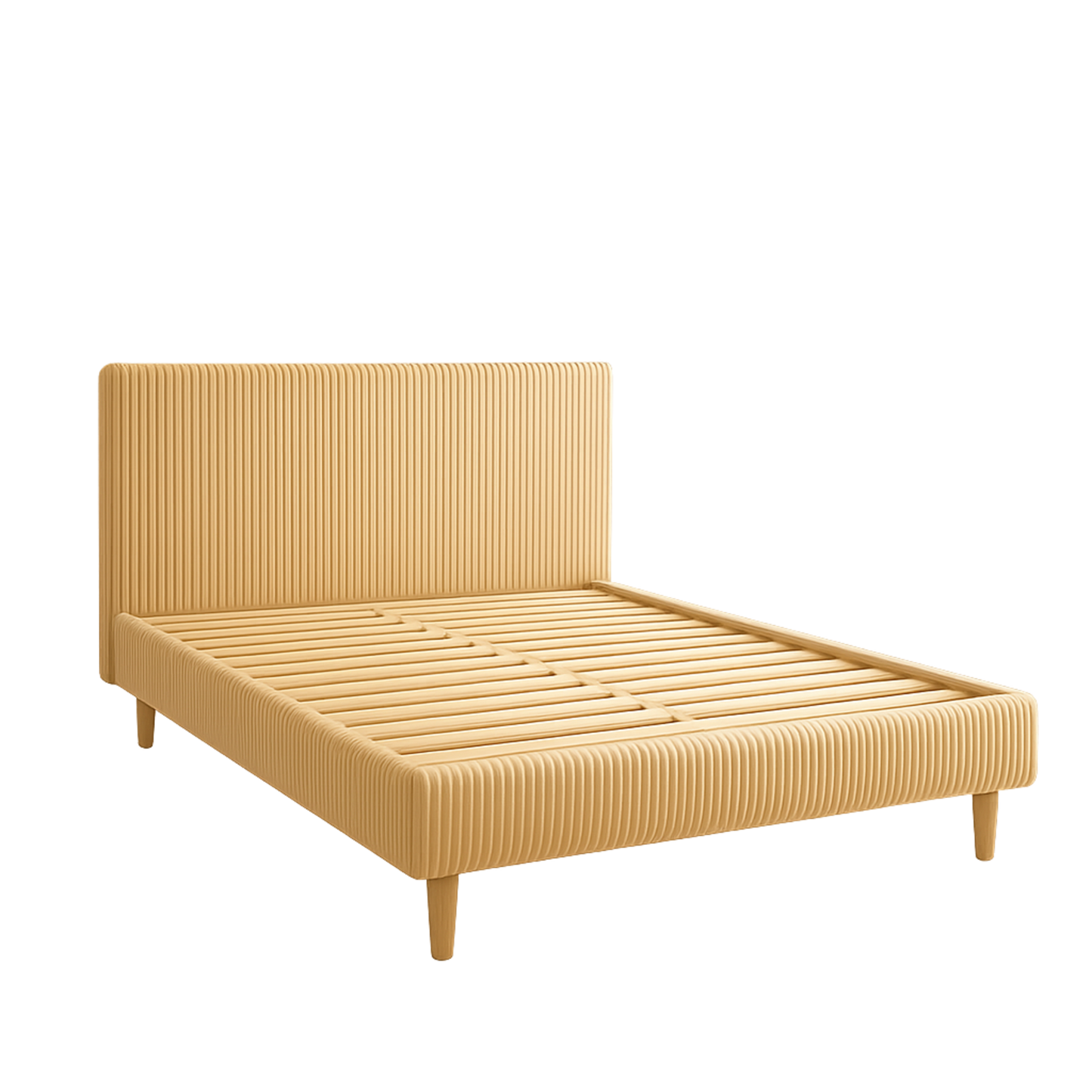 Lit Colisée avec tête de lit | Velours cotelé Beige | Robuste et confortable | Montage simple rapide