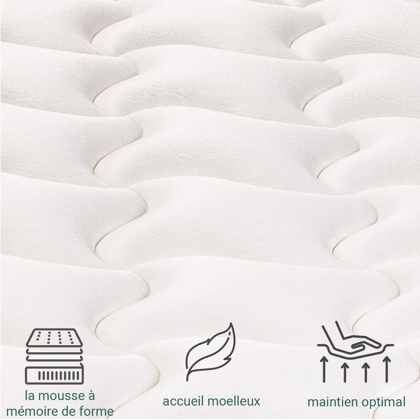 Pack Sampur : Matelas à mémoire de forme + Sommier à contour Tissu Gris foncé
