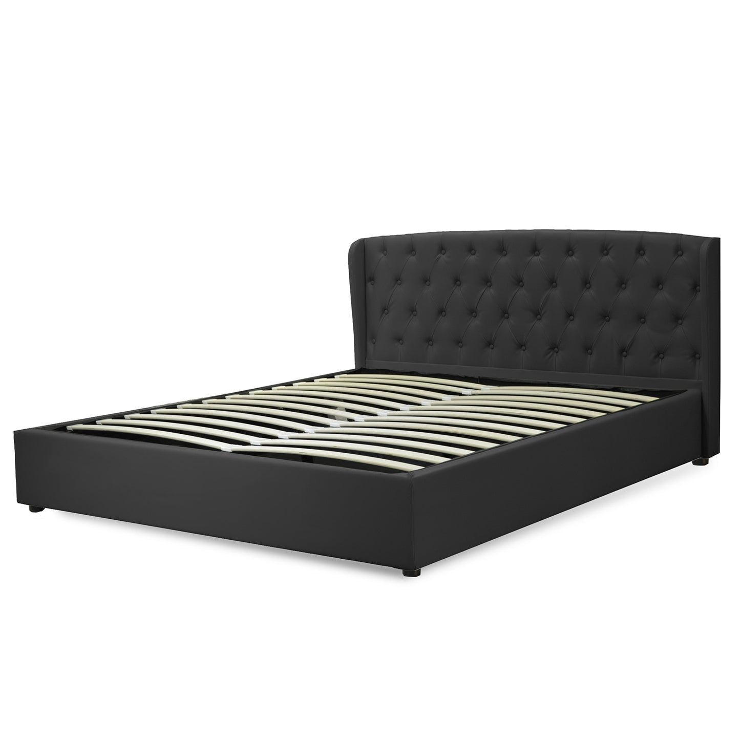 Lit Coffre Clémentine Deluxe Noir : Simili cuir et sommier à lattes