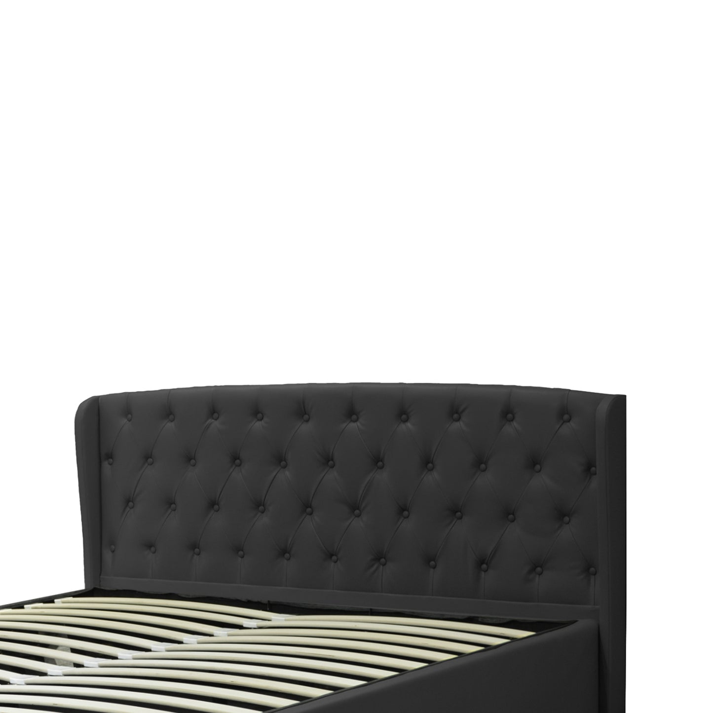Lit Coffre Clémentine Deluxe Noir : Simili cuir et sommier à lattes