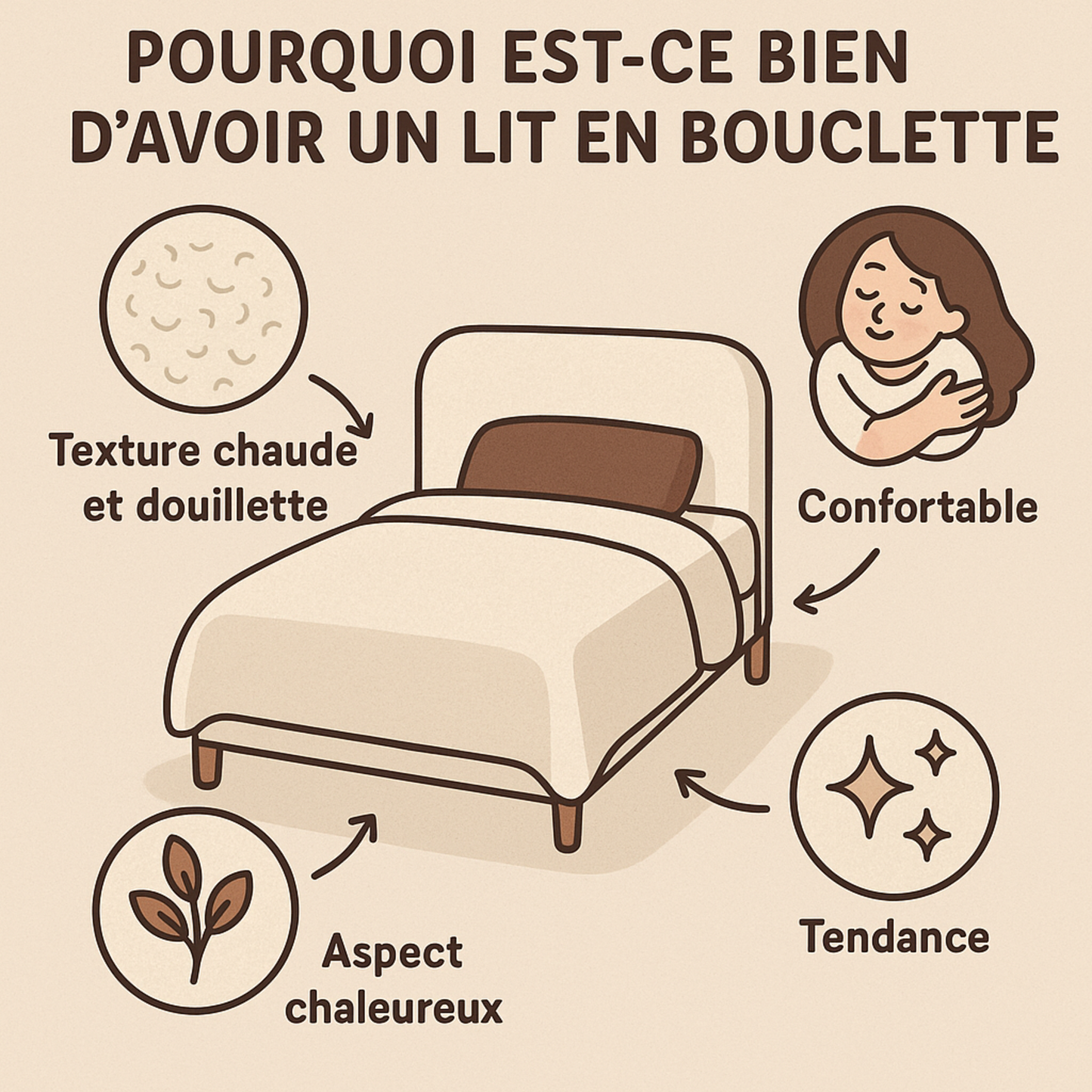 Lit Colisée avec tête de lit | Tissu bouclette Gris | Robuste et confortable | Montage simple rapide