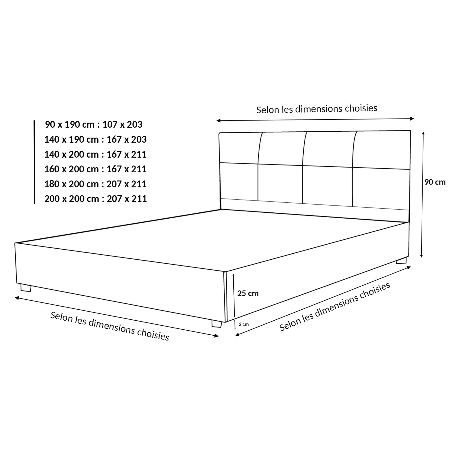 Lit Coffre Capri Deluxe Sable : Tissu et sommier à lattes
