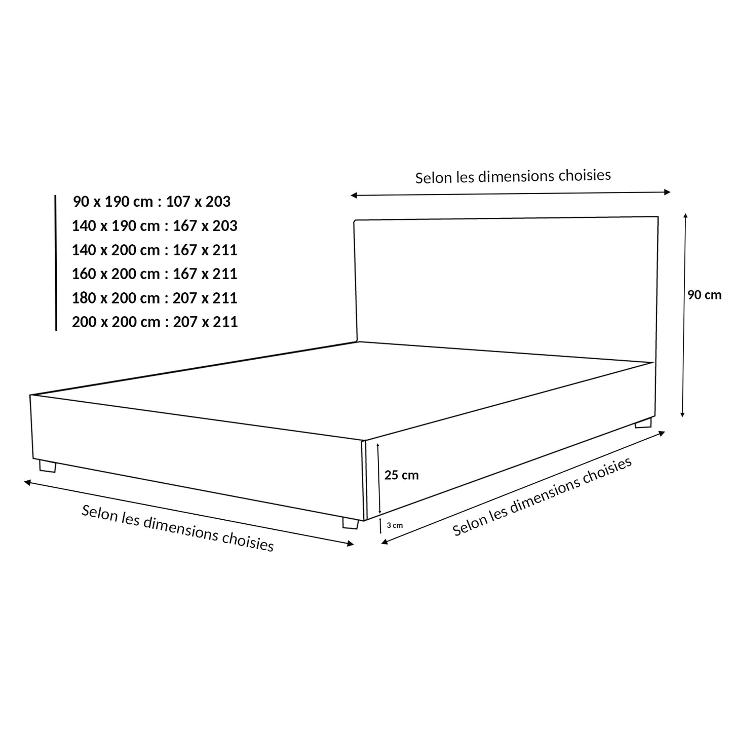 Lit Coffre Colisee Deluxe Gris foncé : Tissu et sommier à lattes