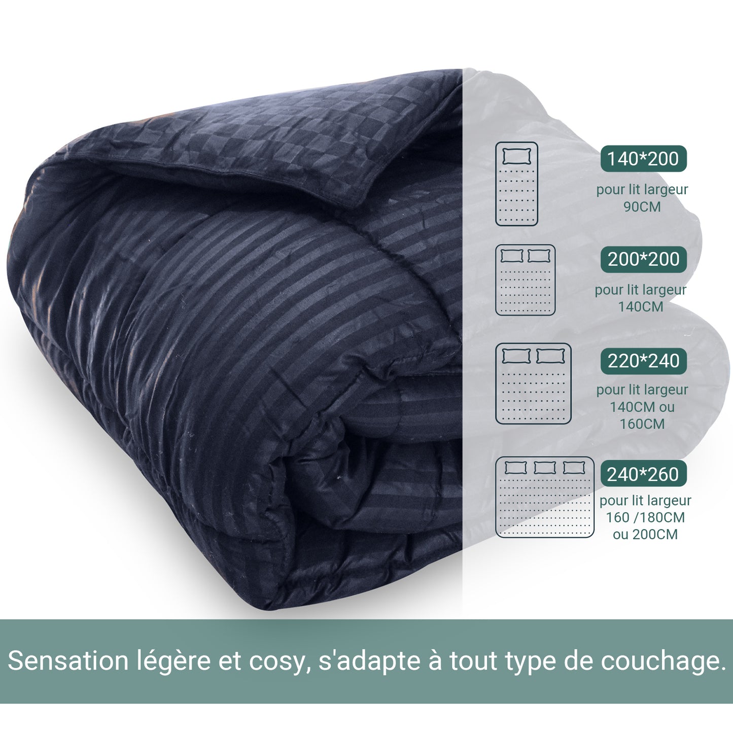 Couette Soft Luxe Bleue : Légère 250g/m² et tempérée