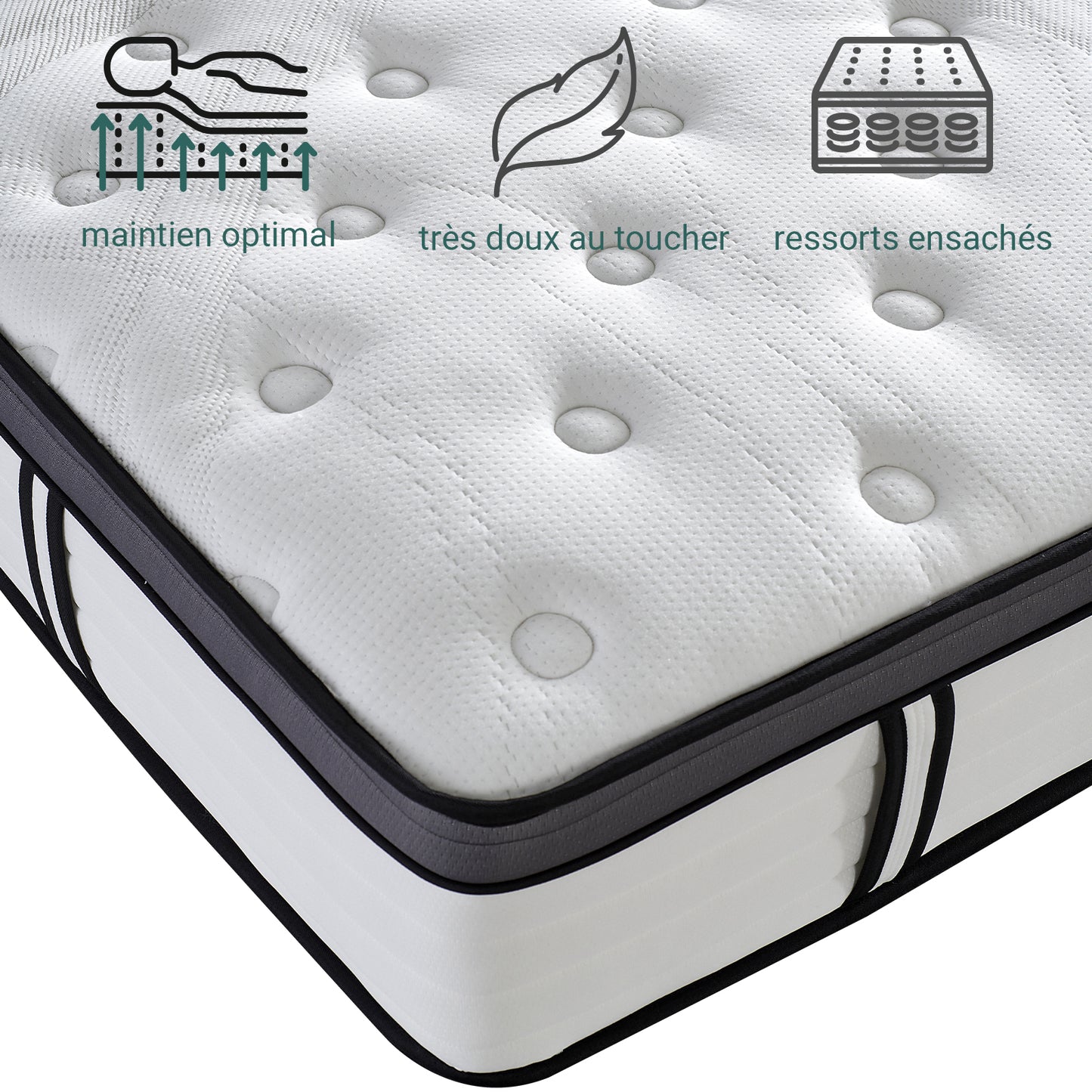 Matelas Grand View : Mousse mémoire de forme, Latex et Ressorts ensachés