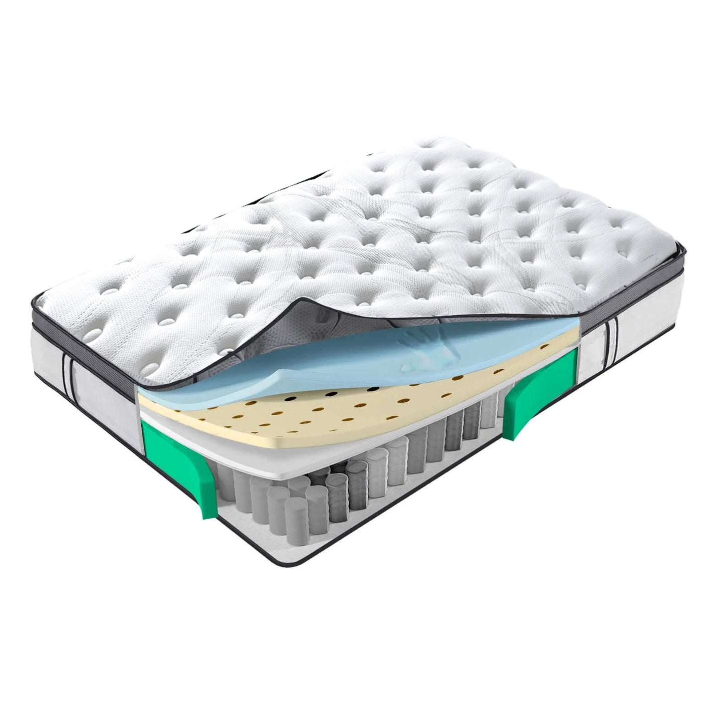 Matelas Grand View : Mousse mémoire de forme, Latex et Ressorts ensachés