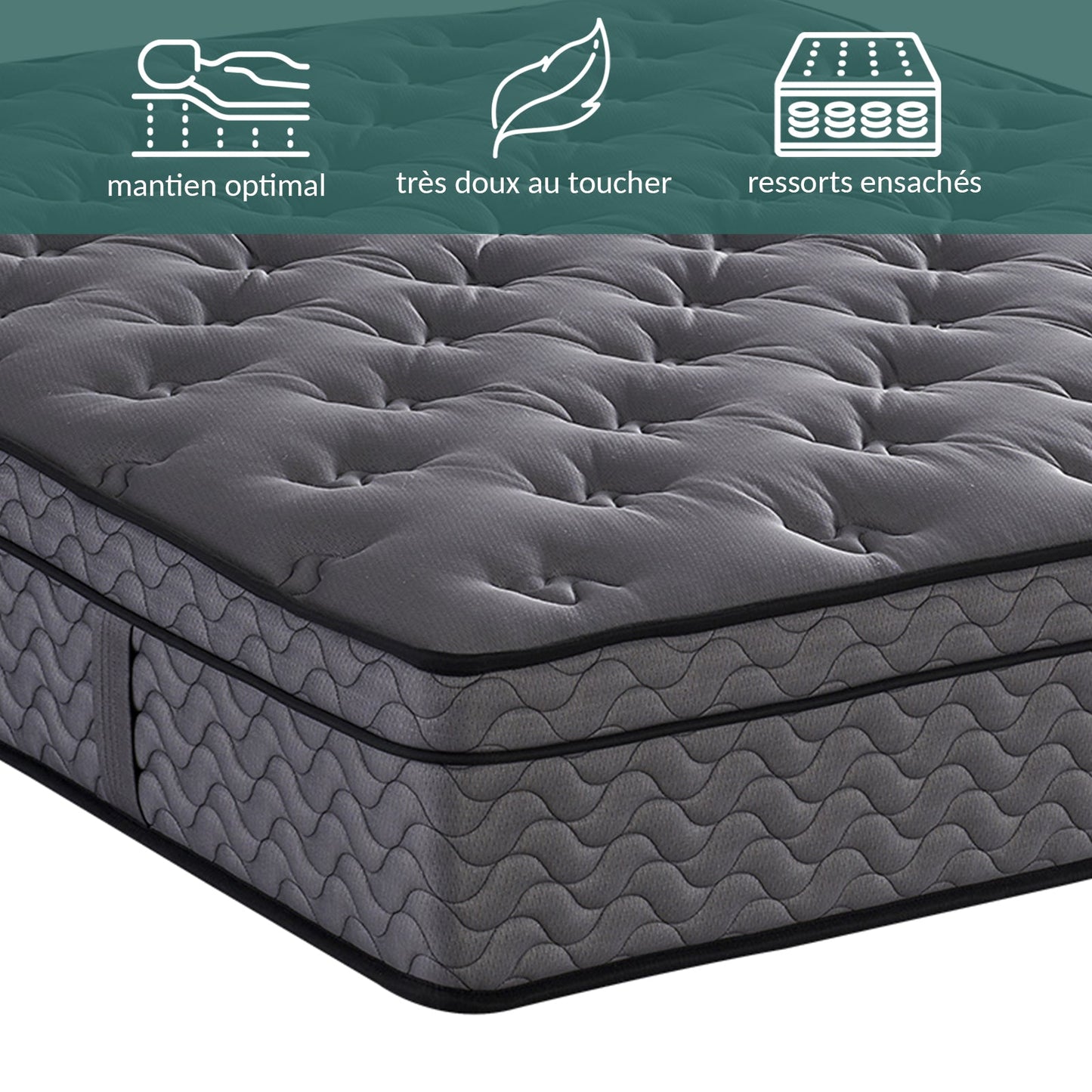 Matelas BIO Luxury Serenity : Mousse à mémoire de forme, ressorts ensachés et latex