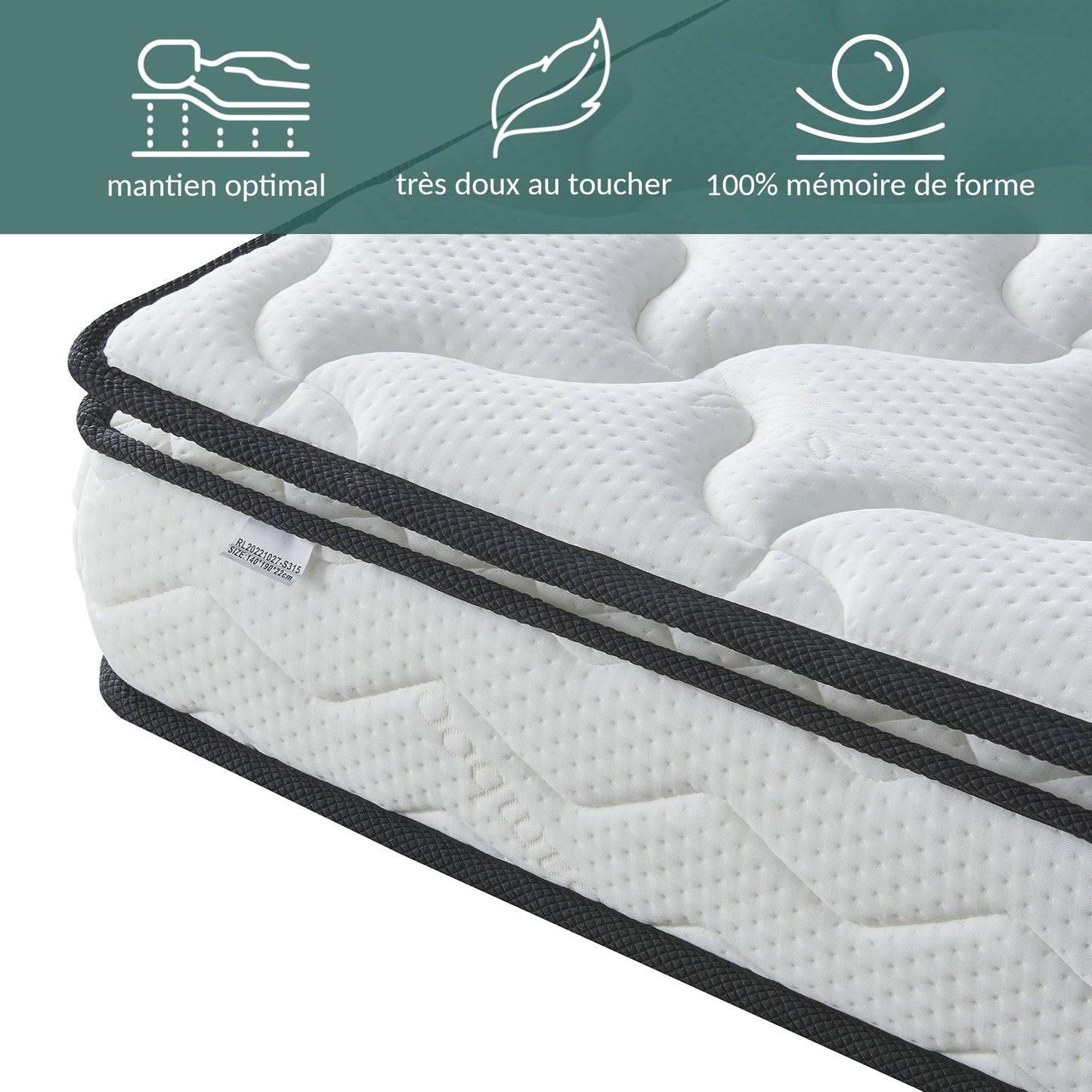 Matelas Buckingham Empereur : Mémoire de forme et surmatelas