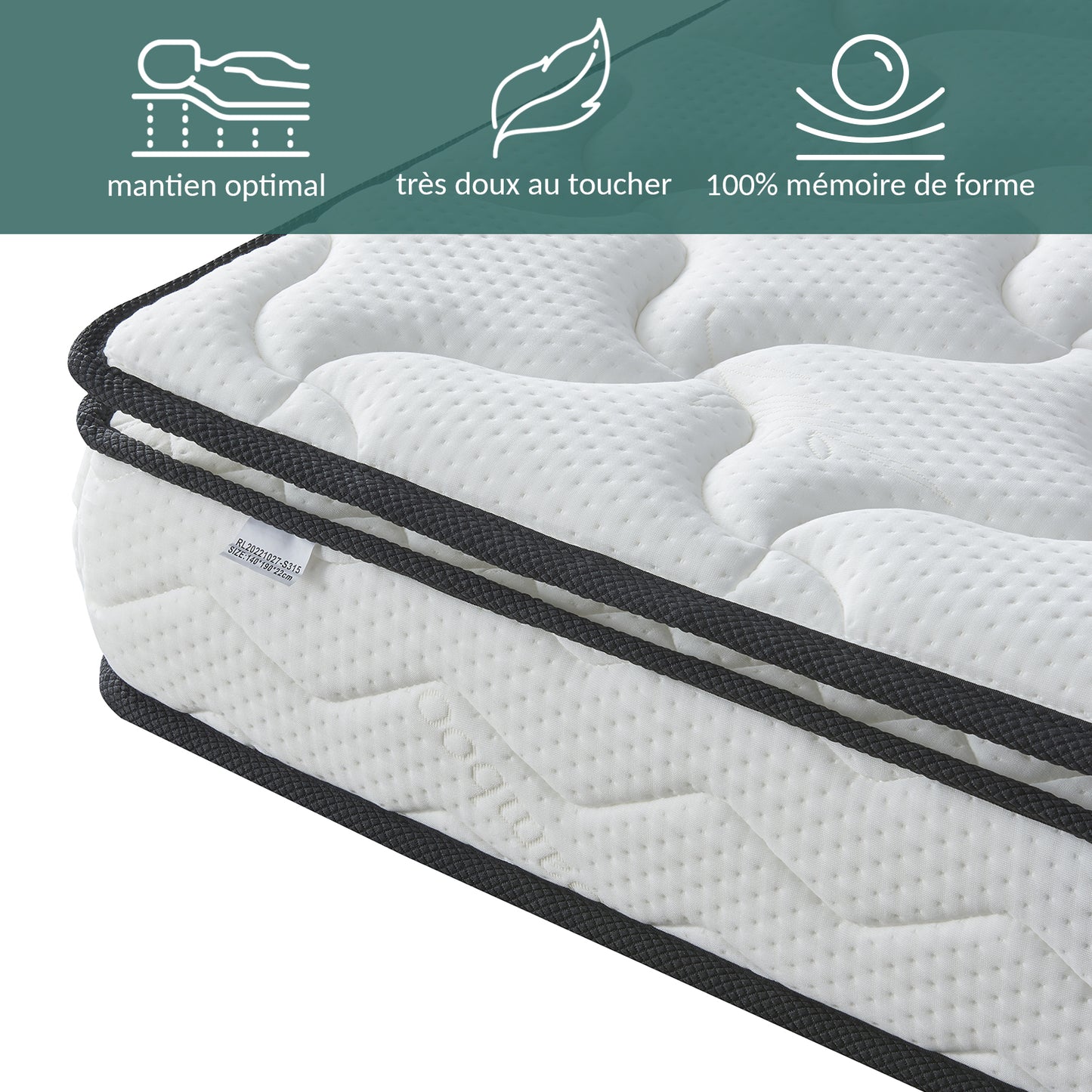 Pack Universel : Matelas à mémoire de forme + Sommier métal