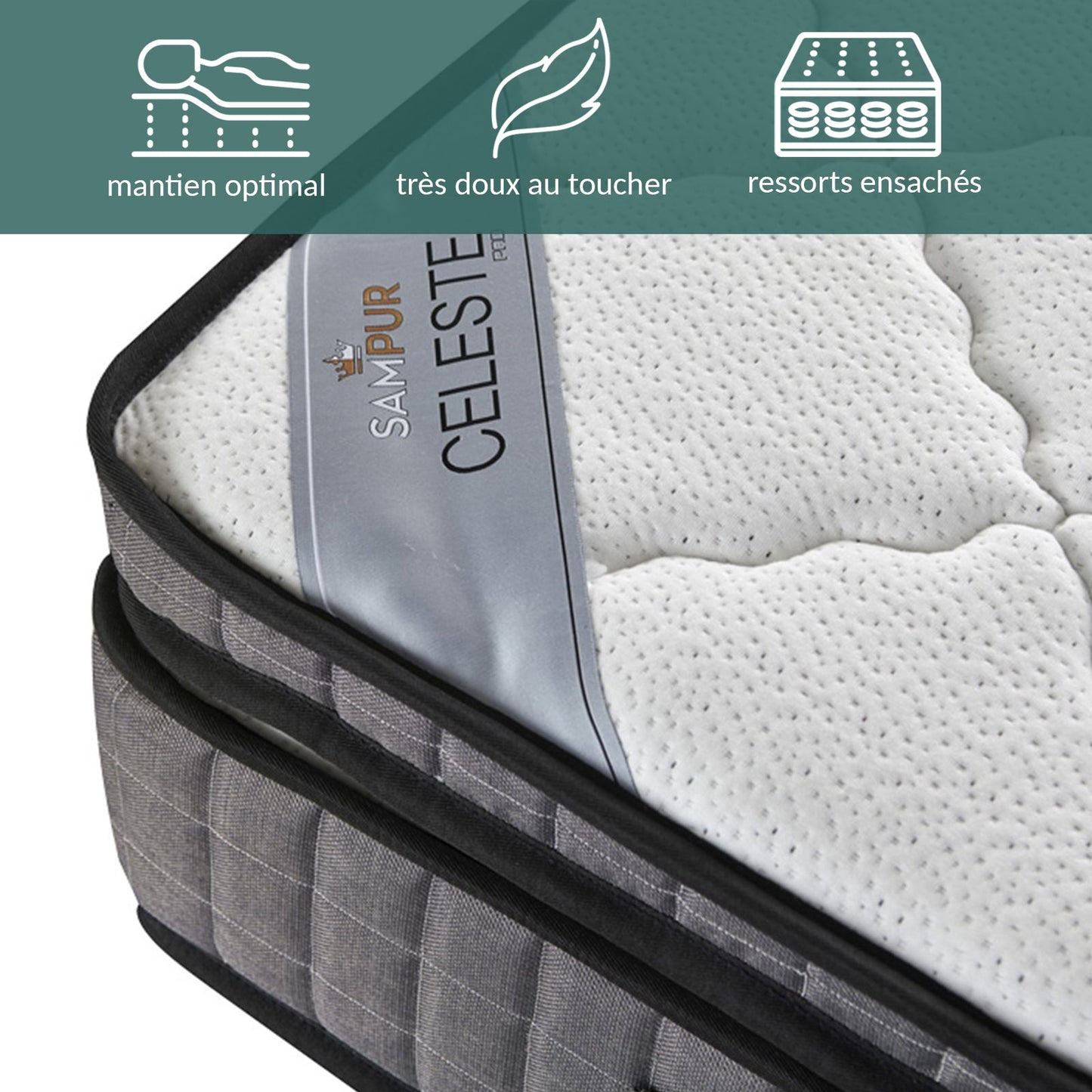 Matelas Céleste : Mémoire de forme et Ressorts ensachés