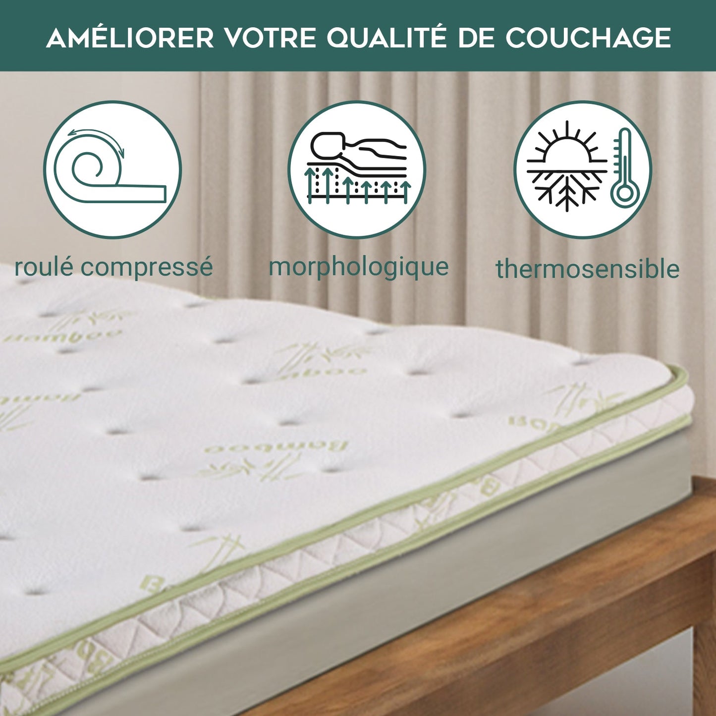 Surmatelas Bamboo ZEN : mémoire de forme