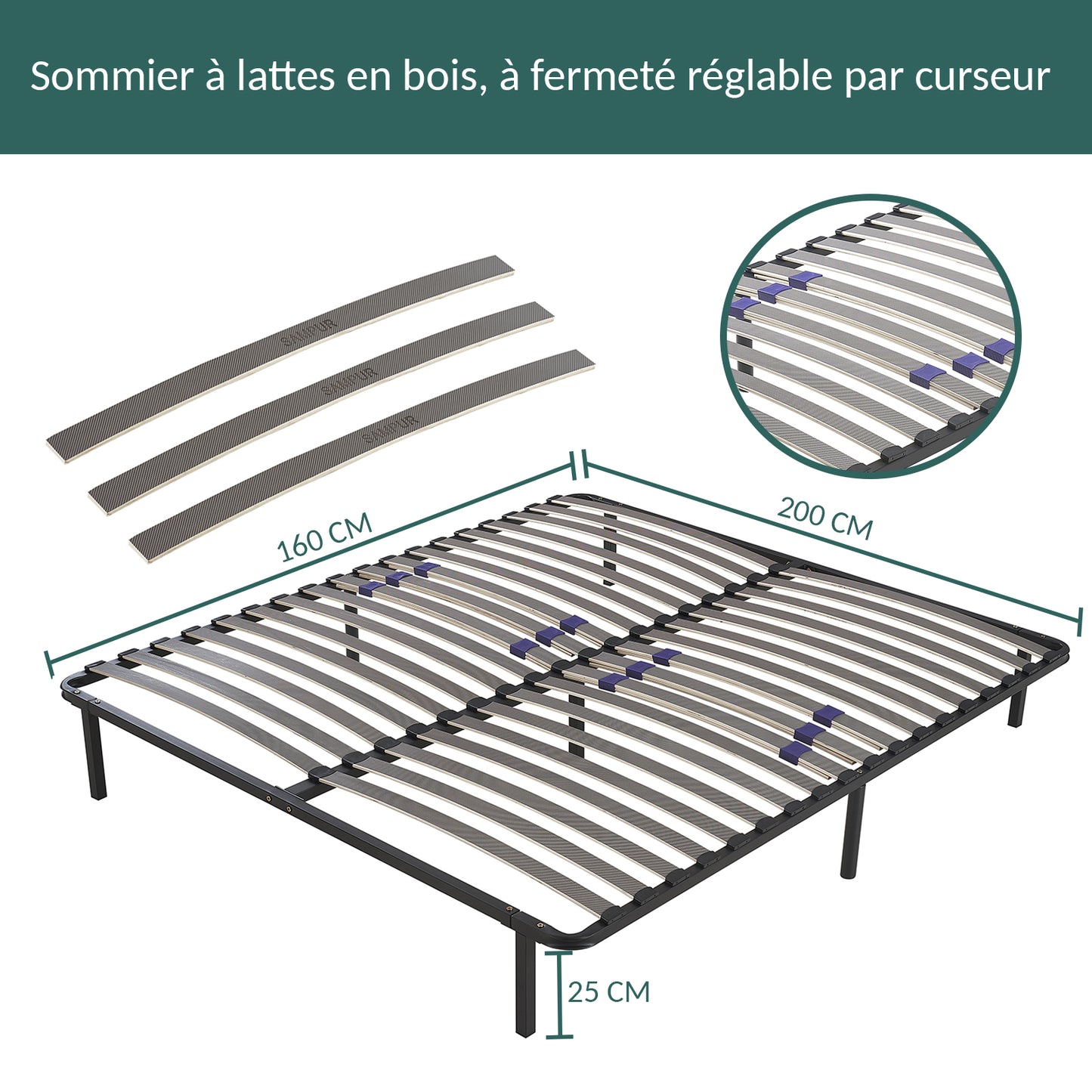 Pack Universel : Matelas à mémoire de forme + Sommier métal