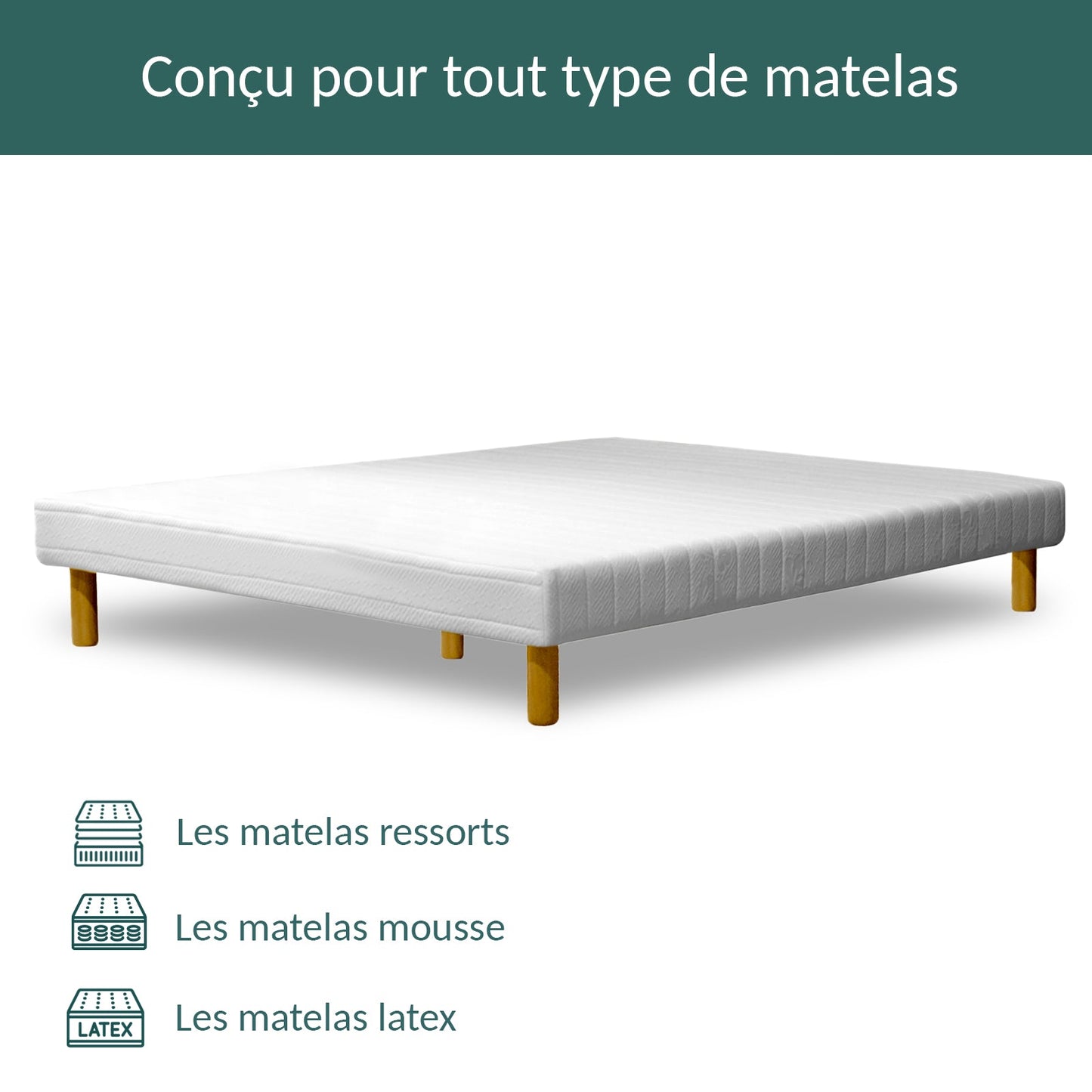 Sommier Confort : Contour tissu et Structure en bois