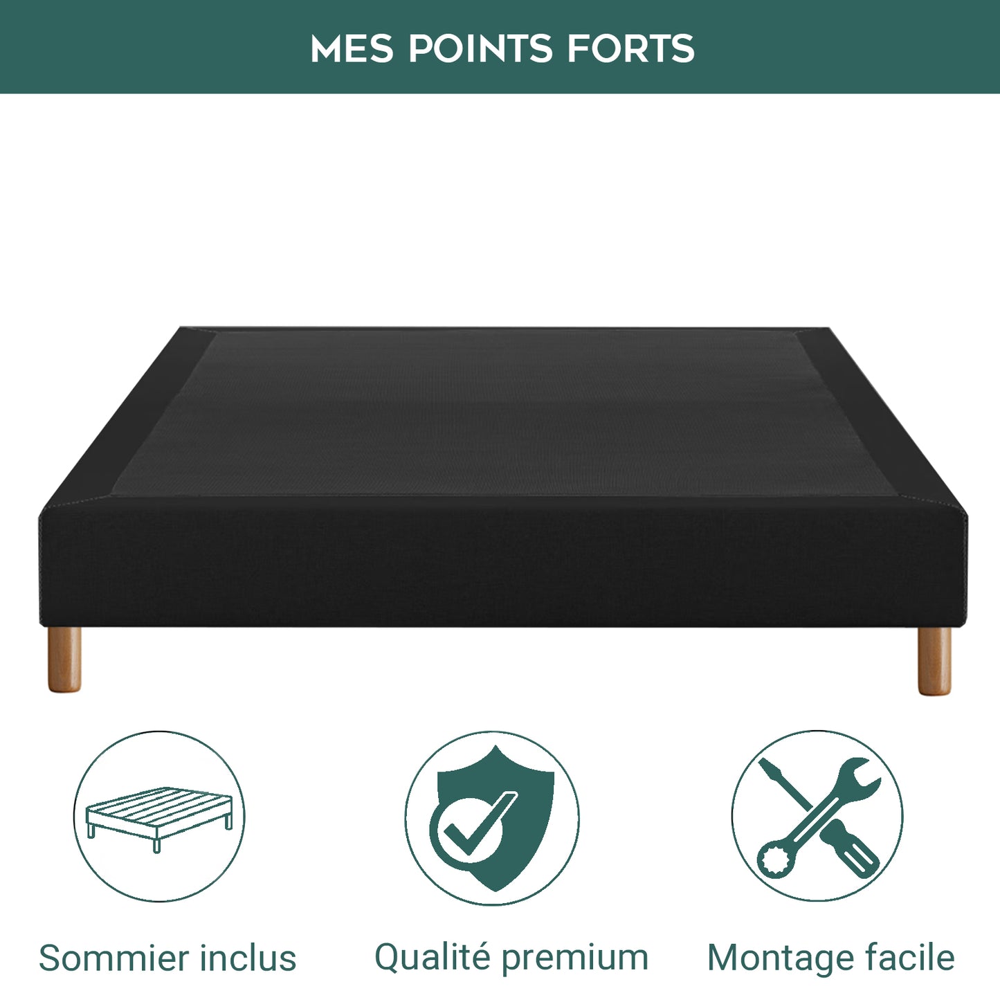 Pack Sampur : Matelas à mémoire de forme + Sommier à contour Tissu Gris foncé